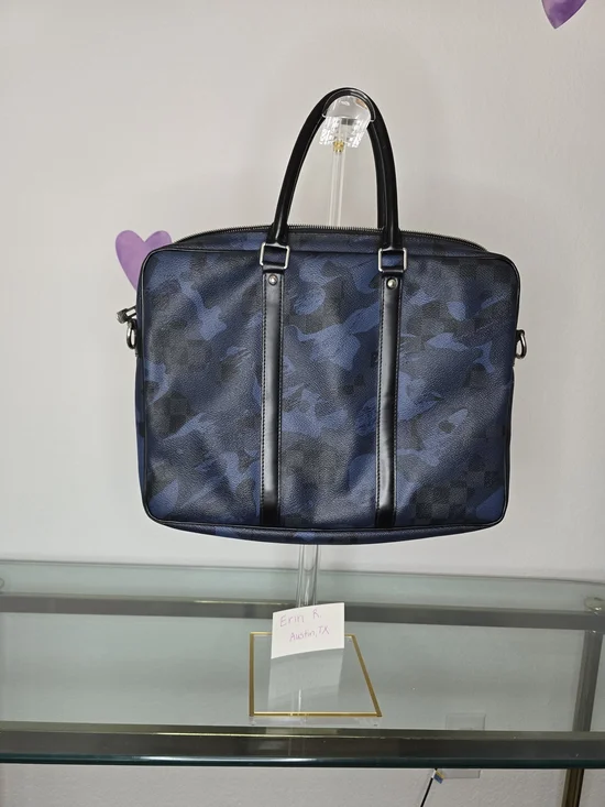 Damier Blue Camouflage Briefcase Or Documents Bag