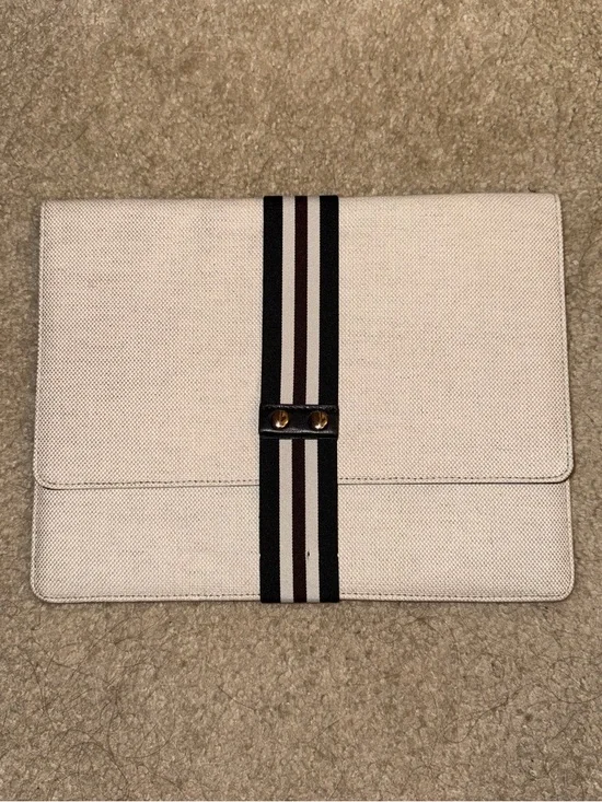 Theory Canvas Stripe Detail Portfolio Clutch - Cream