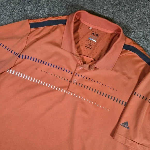 Adidas Men's Golf Polo Pure Motion Coolmax Orange Shirt Mens 2XL Polo