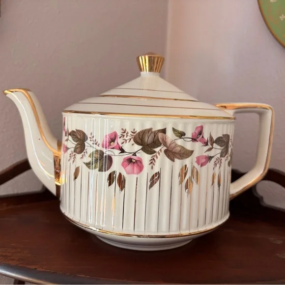 Sandler Teapot England Vintage 3083 Gold Gild Morning Glory