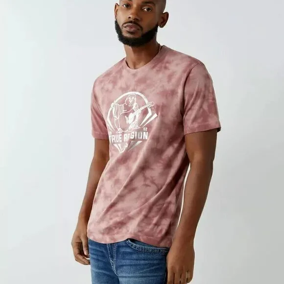 True Religion Jeans T-Shirt Tie Dye Logo Tee Crew Buddha Horseshoe Graphic Men's