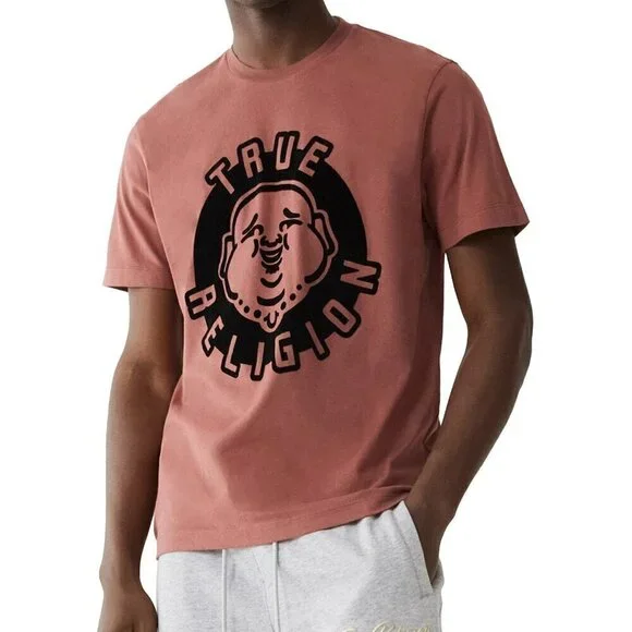 NWT True Religion Mens Sangria Cotton Buddha Face SS Tee Graphic T-Shirt $59