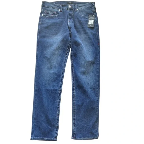 True Religion‎ Geno Big T Slim Mens Jeans 34 Medium Rustic Barn Wash 700600 NWT