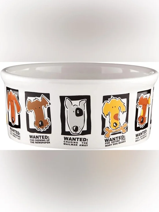 Vintage Signature Housewares Mug Shots Non-Skid Ceramic Dog Bowl Collectible