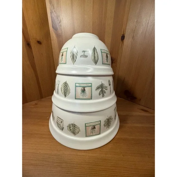Pfaltzgraff Naturewood Nesting Mixing Bowl Set of 3 Stoneware USA