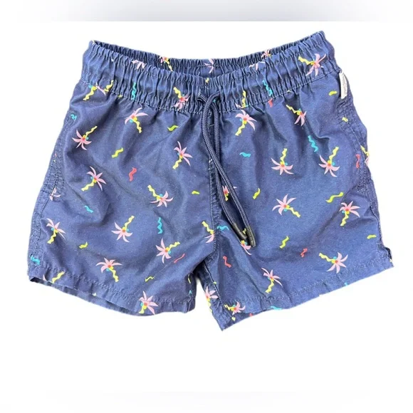 HAPPY SOCKS Palm Tree Print Swim Trunks - 2-3Y