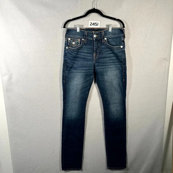 True Religion‎ Ricky Relaxed Straight Jeans Womens 29 Blue World Tour