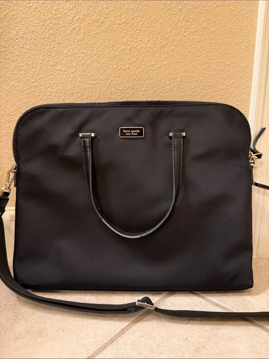 kate spade black nylon laptop bag with detachable strap