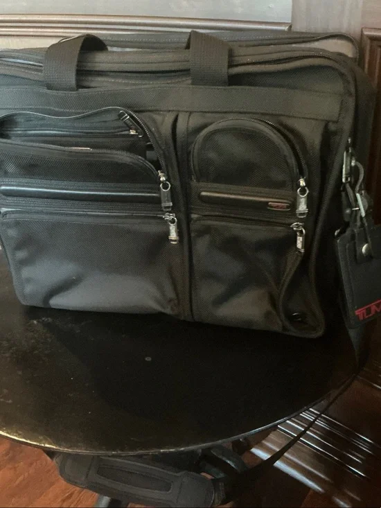 Tumi Black Nylon Laptop Briefcase with Multiple Front Pockets