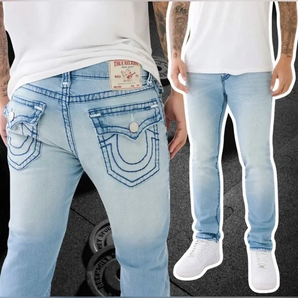 True Religion Men's Slim Jeans - Sky Blue