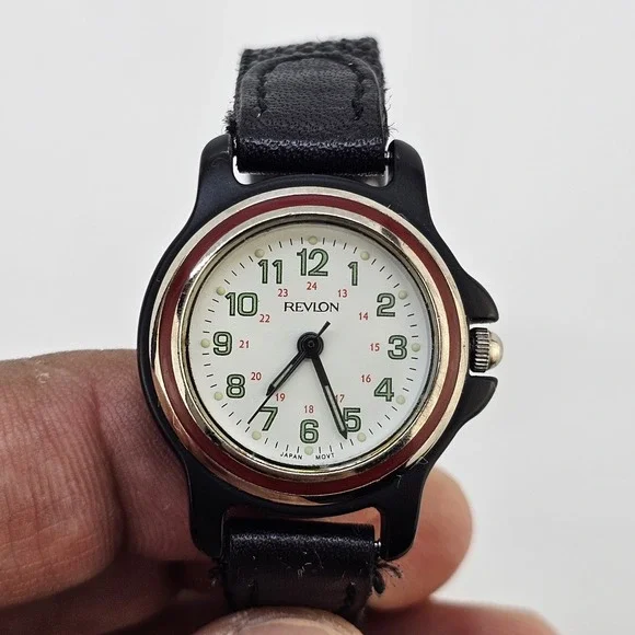 Revlon Watch Women 25MM White Dial Black Nylon Bands Up to 6