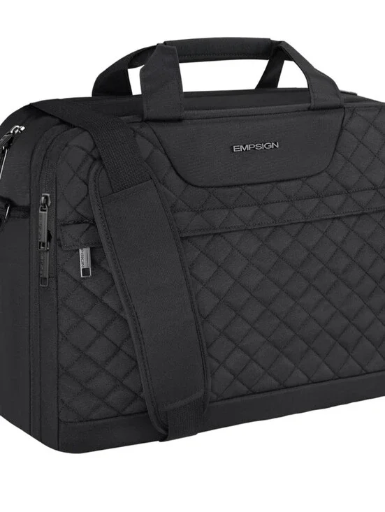 Black Quilted Laptop Bag for Men