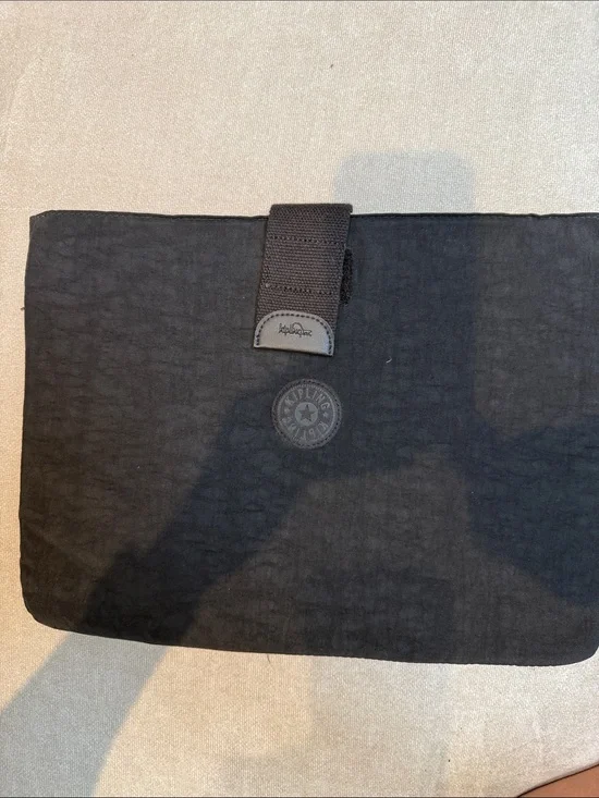Kipling Black Nylon Laptop Sleeve with Strap Closure