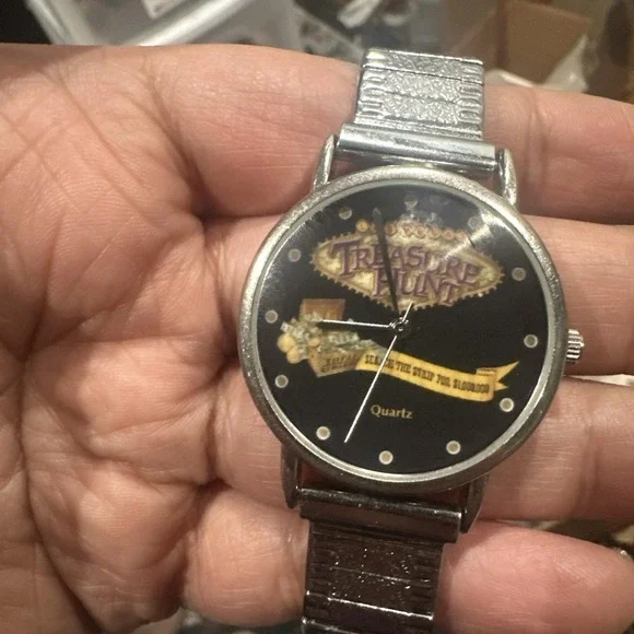 Working Treasure Hunt Watch 35mm Silver Steel Band Quartz New Battery Fit 7.5in