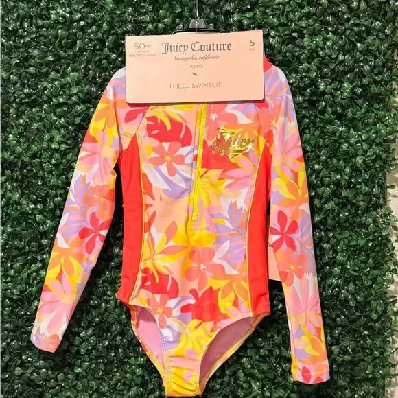 Juicy Couture Kids Floral Swimsuit‎ - Pink and Yellow