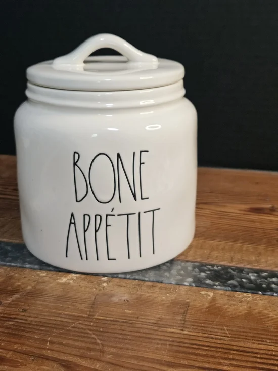 Rae Dunn White Ceramic 'Bone Appétit' Canister
