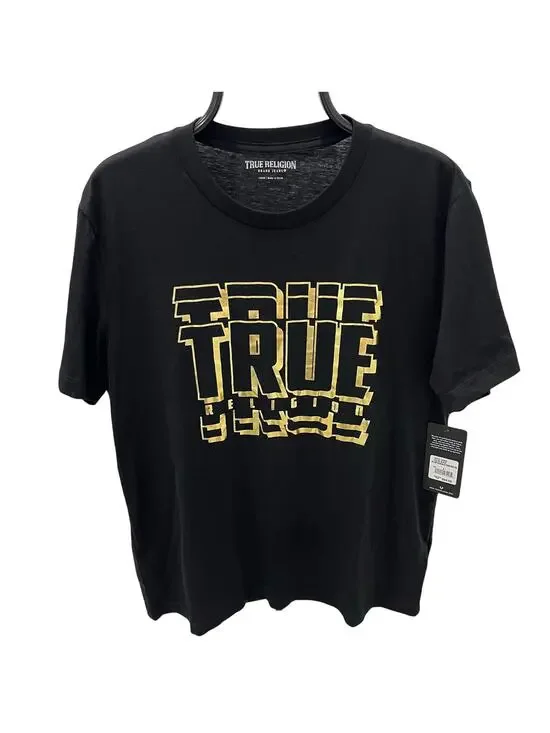 True Religion Men's LG Gold Black Graphic T-shirt NWT