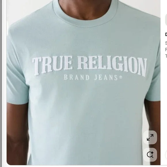 True Religion‎ Mens Short Sleeve Graphic Logo T-Shirt Sage Green Blue Small