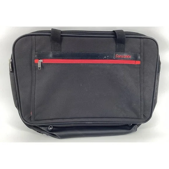 Samsonite Padded Laptop Bag Briefcase Messenger No Shoulder Strap Black & Red