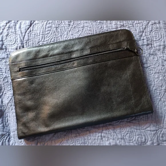 Cordis By Johnson & Johnson Co. Black Leather Men's Portfolio Organizer Folder