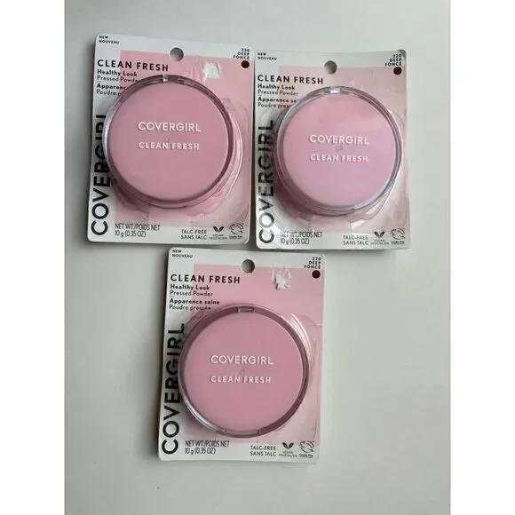 Covergirl Clean Fresh Healthy Look Pressed Powder in 220 Deep Lot of 3
