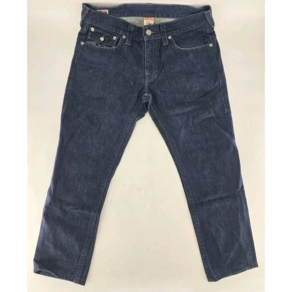 Y2K True Religion Straight Flap‎ Jeans 34X29 USA Dark Wash World Tour Ricky