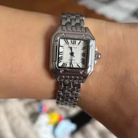 Classic Silver Square Watch