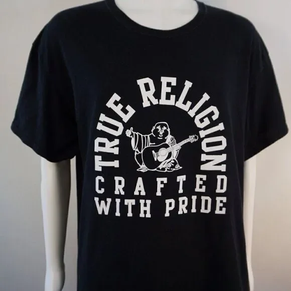 True Religion Crafted With Pride Mens T-shirt XL TR Arch Black Crewneck Cotton