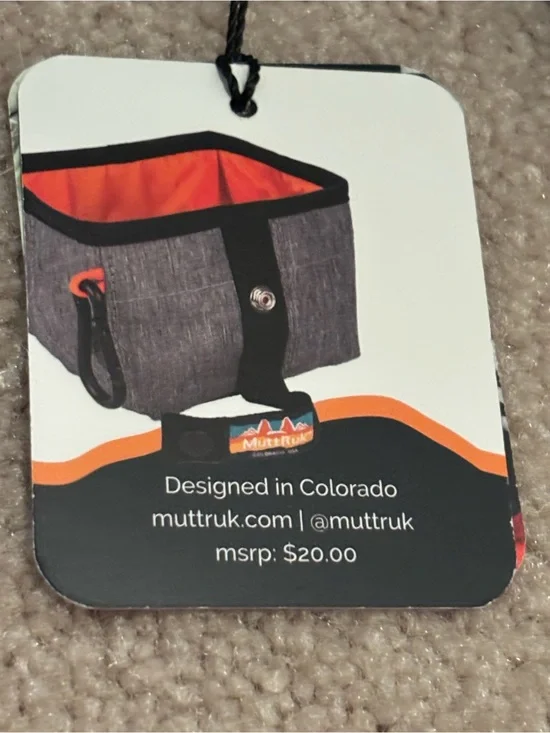 Muttruk Dog Travel Water Bowl Foldable Gray Orange New Top Dog Pet Bag