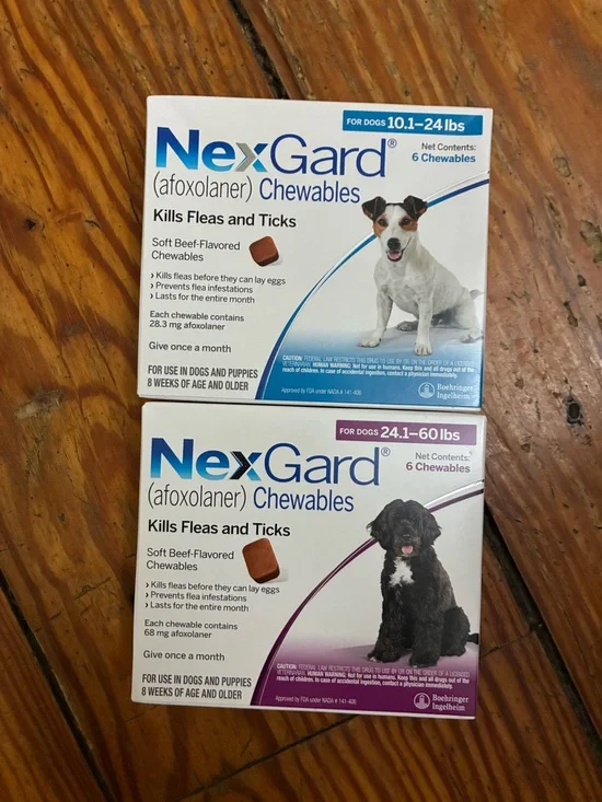 SALE TODAY ONLY Nexgard 10.1-24 lbs & 24.1-60 lbs 6 Packs flea/tick