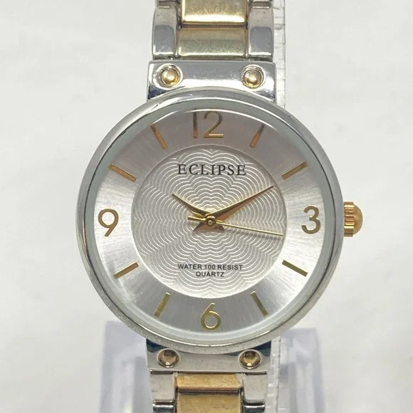 Eclipse Watch Women 30mm Silver Gold Two Tone Concentric 30M New Battery 7.25
