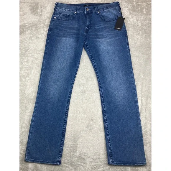 True Religion Men Ricky Relaxed Straight Jeans Medium Harmonious Wash Size‎ 36