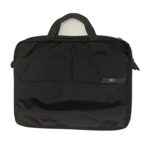 Case Logic Black Canvas Laptop Computer Messenger Bag EUC Adjustable Strap