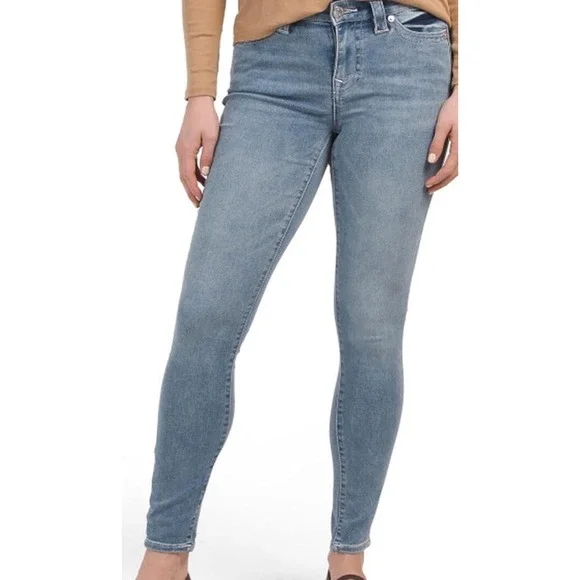 True Religion Womens Jennie MR SN‎ No Flap Blue Mid Rise SUPER SKINNY SZ 30NWT