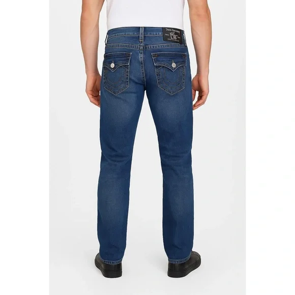 True Religion Jeans Men Sz 31 Blue Ricky Relaxed Straight Washed 5 Pocket Modern