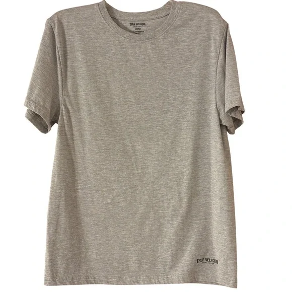 True Religion Mens Gray Crew Neck Short Sleeve T Shirt Casual Top Large EUC‎