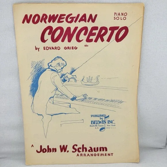 Norwegian Concerto Piano Sheet Music Edward Grieg 1945 John Schaum Vintage