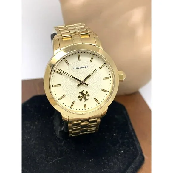 Tory Burch Women's Watch TBW1053 Quartz Cream Dial Gold Stainless Steel 34mm