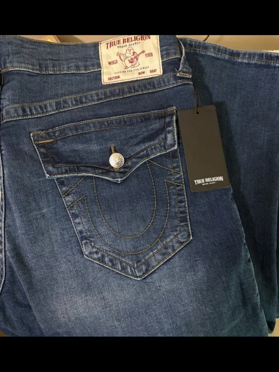 True Religion Men's Dark Blue Relaxed Fit Jeans RICKY Flap Pockets 38x34 NWT