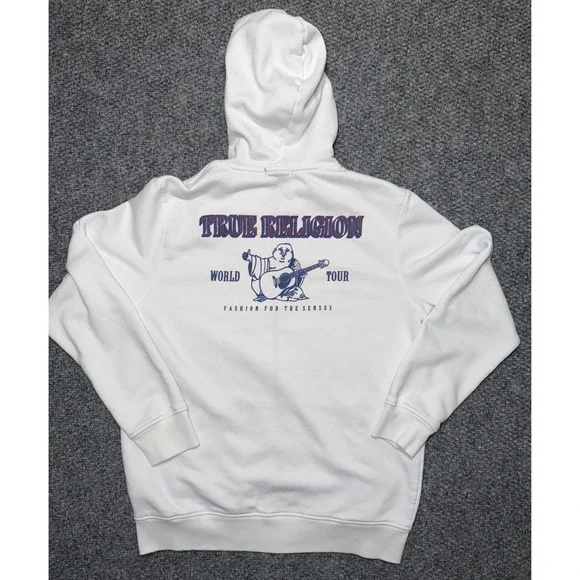 True‎ Religion Buddha Logo World Tour Zip-Up Hoodie white large Y2K