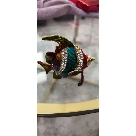 Colorful enamel and rhinestone fish drink box