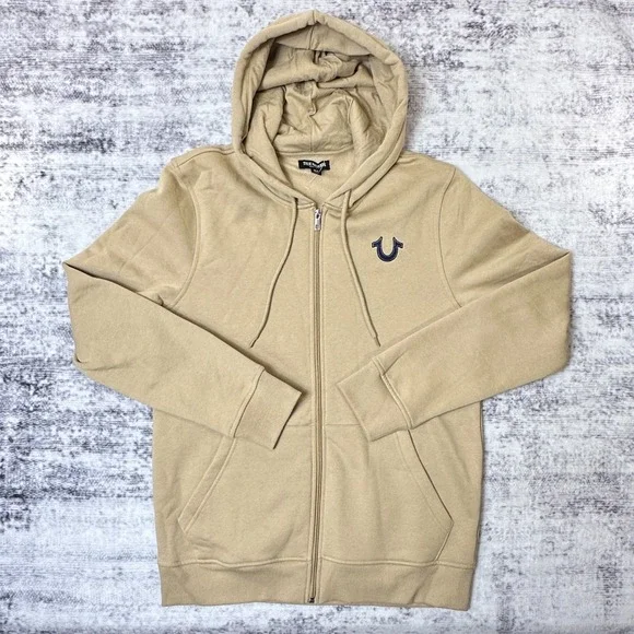 New - No Tags True Religion‎ Brand Jeans Full Zip Khaki Hoodie Men's Medium