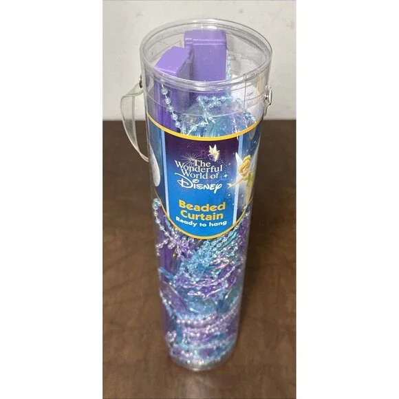 NEW Disney Tinkerbell & Stars Plastic Beaded Door Curtain Iridescent Purple Blue