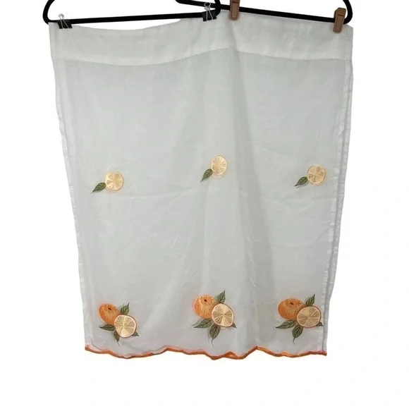 Vintage Sheer White Orange‎ Citrus Applique Detail Curtains