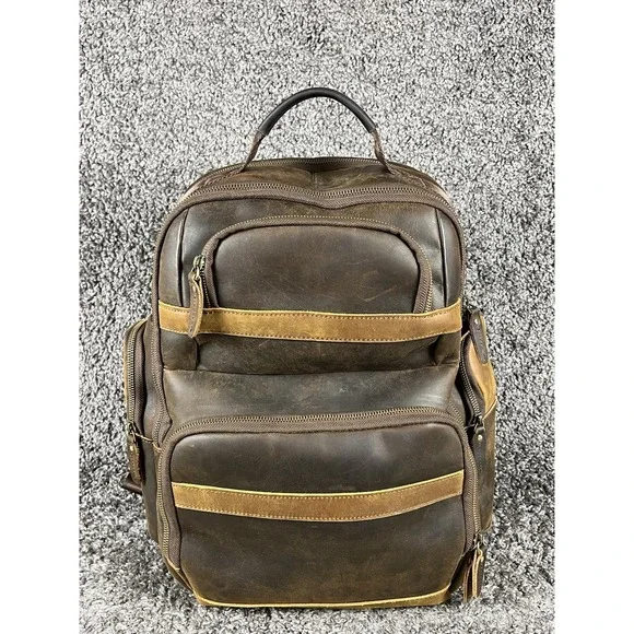 TIDING Men's Vintage Leather Backpack 15.6