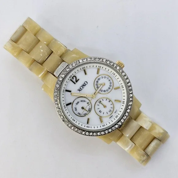 Women's XOXO Watch 38MM White Dial Yellow Band 6.5