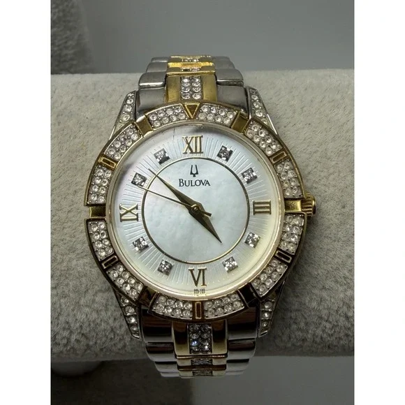Bulova 98L135 New Battery Ladies MOP Watch 30MM 7.25
