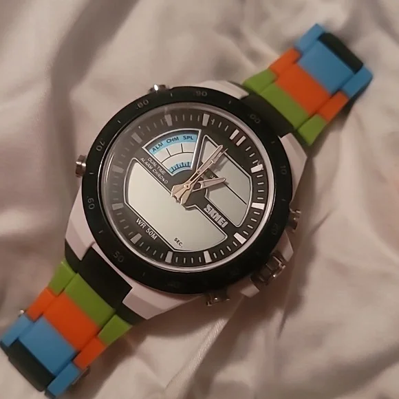 Unisex Lego Building Blocks Multicolored‎ Green Blue Orange Black Digital Watch