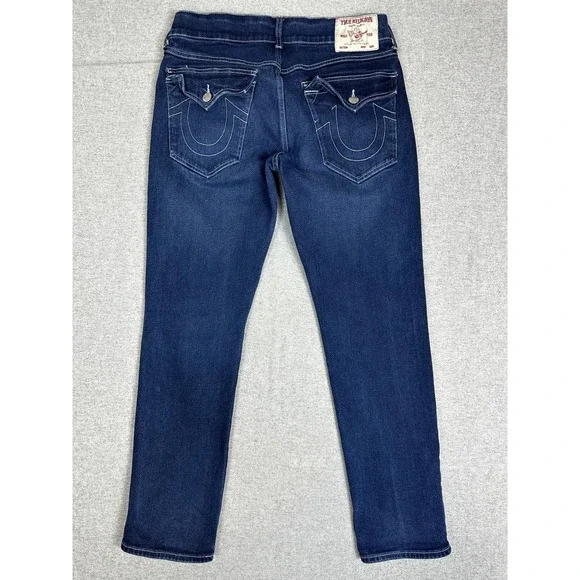 True Religion Geno Relaxed Slim Jeans Mens 33x30 Blue Flap Pocket Stretch Denim