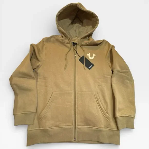 True Religion Big Horseshoe Zip Hoodie NWT Flocked‎ Logo Streetwear